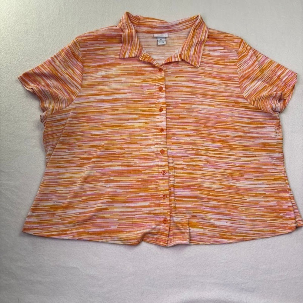 Rue 21 Plus Size 4X‎ Top Y2K Bright Colors Button Down Collared Short Sleeve